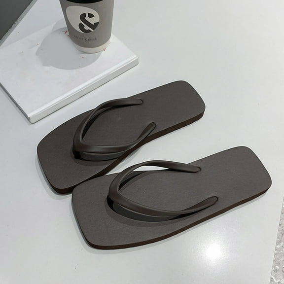 Qicasul Women's slipper Slippers Comfortable Casual Flip Flops for Beach Summer Relaxation Soft Slip On Footwear Brown US Size:9