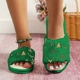 thumbnail image 1 of Qicasul Women's slipper Winter Christmas Warm Solid Fleece Flower Flat Bottom open toe Slippers Green US Size:10.5, 1 of 8
