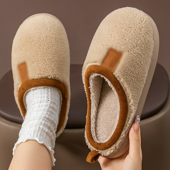 Qicasul Women's slipper Winter Fleece Indoor Slippers Warm Shoes for Comfort Soft Cozy Home Footwear With Memory Foam Arch Support Khaki