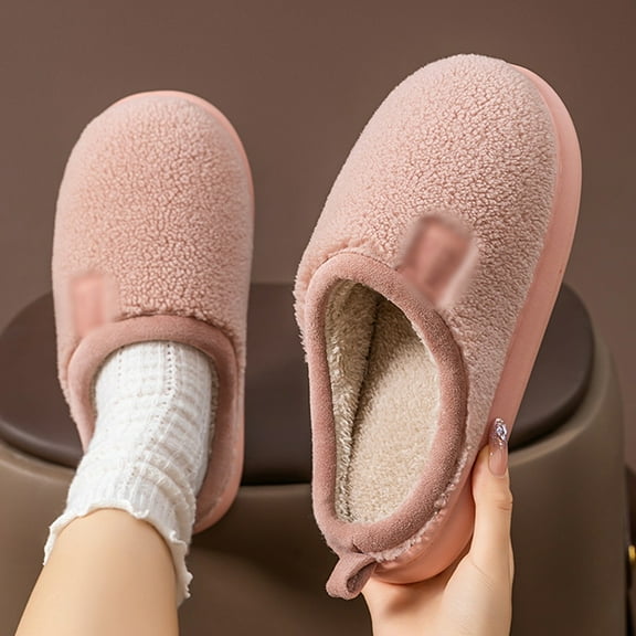 Qicasul Women's slipper Winter Fleece Indoor Slippers Warm Shoes for Comfort Soft Cozy Home Footwear With Memory Foam Arch Support Pink
