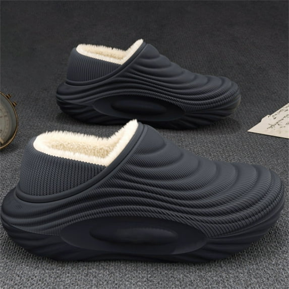 Qicasul Women's slipper Winter Fleece Lined Slippers Indoor Outdoor Shoes With Memory Foam Comfort Arch Support Grey US Size:8