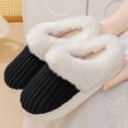 thumbnail image 1 of Qicasul Women's slipper Winter Fleece Lined Slippers for And Cozy Indoor Outdoor Shoes With Soft Sole Comfortable Design Black US Size:7, 1 of 5