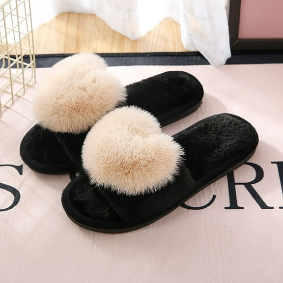 Qicasul Women's slipper Winter Fuzzy Fluffy Slippers Indoor Soft Fuzzy Shoes With Slip Sole Comfortable Home Footwear for Daily Relaxation Beige