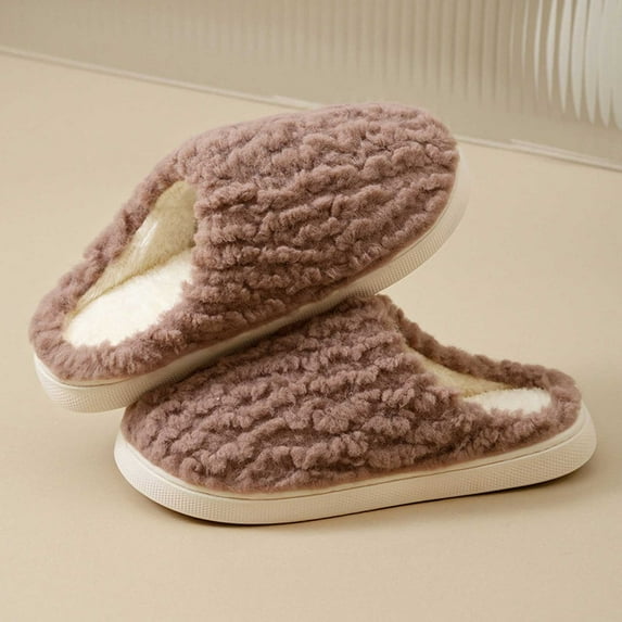 Qicasul Women's slipper Winter Slippers Warm Shoes Indoor Outdoor Comfortable Soft Cozy Fuzzy Slides for Coffee US Size:9