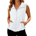 thumbnail image 1 of Qicasul Womens Hooded Breathable Vest Lightweight Outdoor Sleeveless Jacket UV Protection Summer Travel,White,SIZE:L, 1 of 6