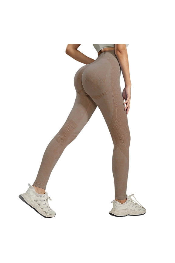Yoga Pants for High Waist Seamless Workout Leggings For Butt Lifting Yoga Pants With Squat Proof Fabric Coffee S