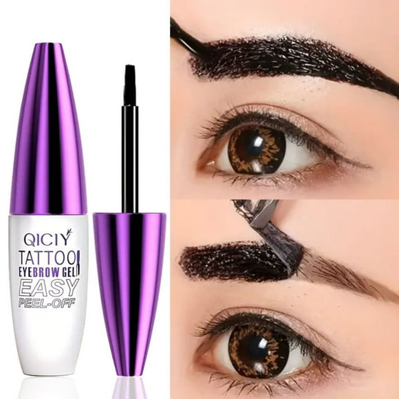 Qiciy Semi Permanent Eyebrow Tattoo Gel, Easy Peel Off Waterproof Brow Tint Kit, Natural Finish Long Wear Eyebrow Makeup For Sensitive Skin