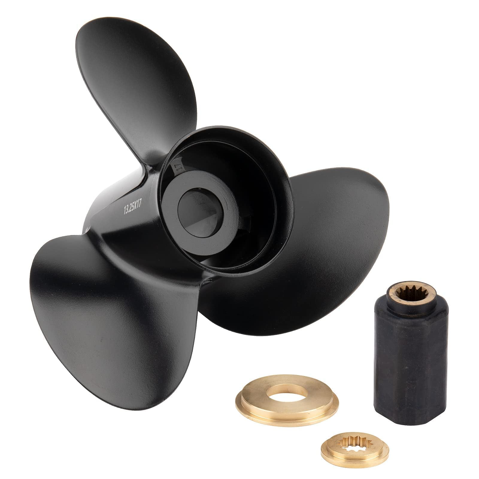 Qiclear OEM 13 1/4x17 Upgrade Aluminum Propeller Fit BRP Johnson Evinrude OMC Stern Drive 40-140 HP (Hub Kits Included) 13 Spline Tooth Parts No. 765183 RH