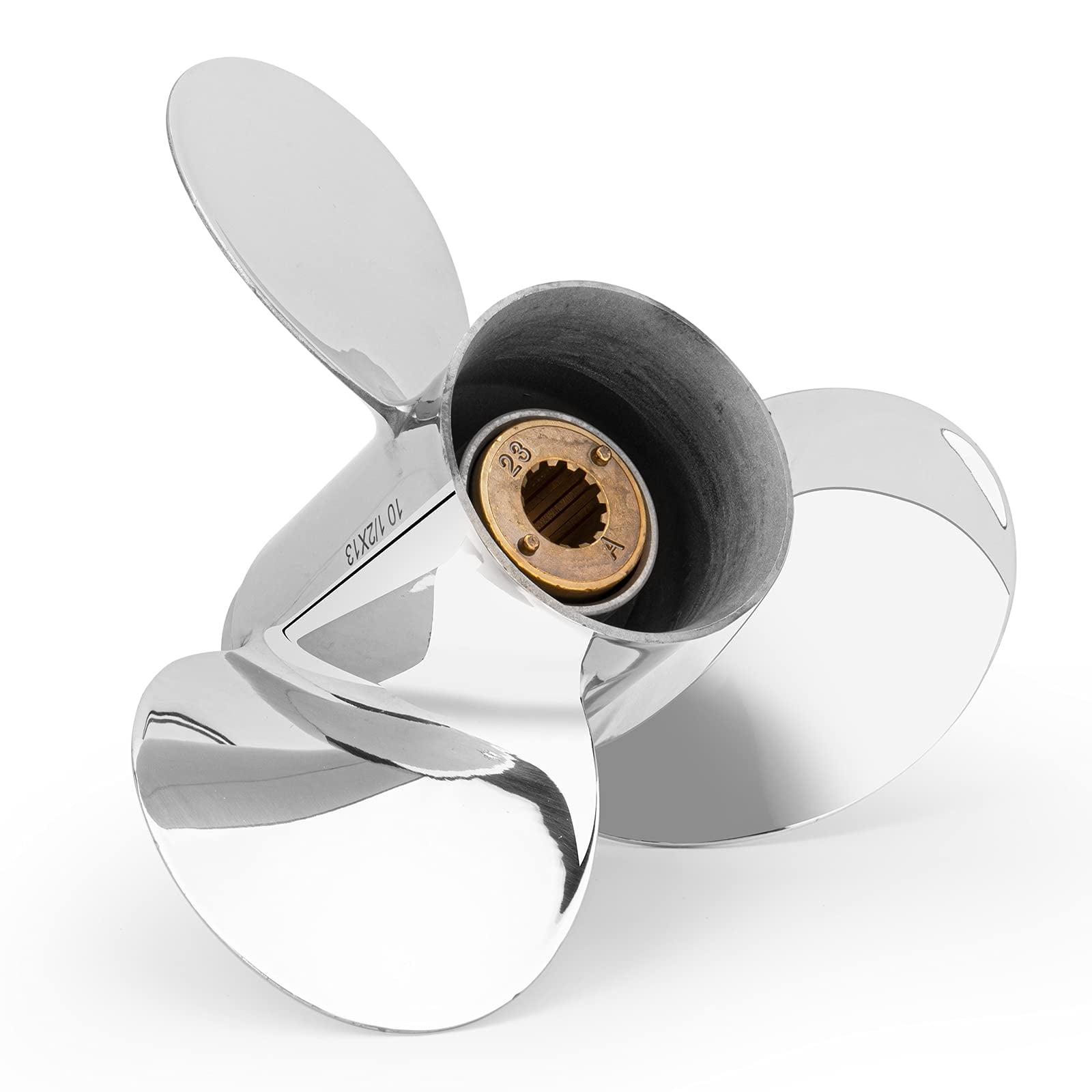 Qiclear OEM Upgrade 10 1/2 x 13 (13 Spline Tooth) Upgrade Stainless Steel Outboard Motor Propeller Fit Mercury Engine 25-70 HP, Parts No.48-855858A46, RH