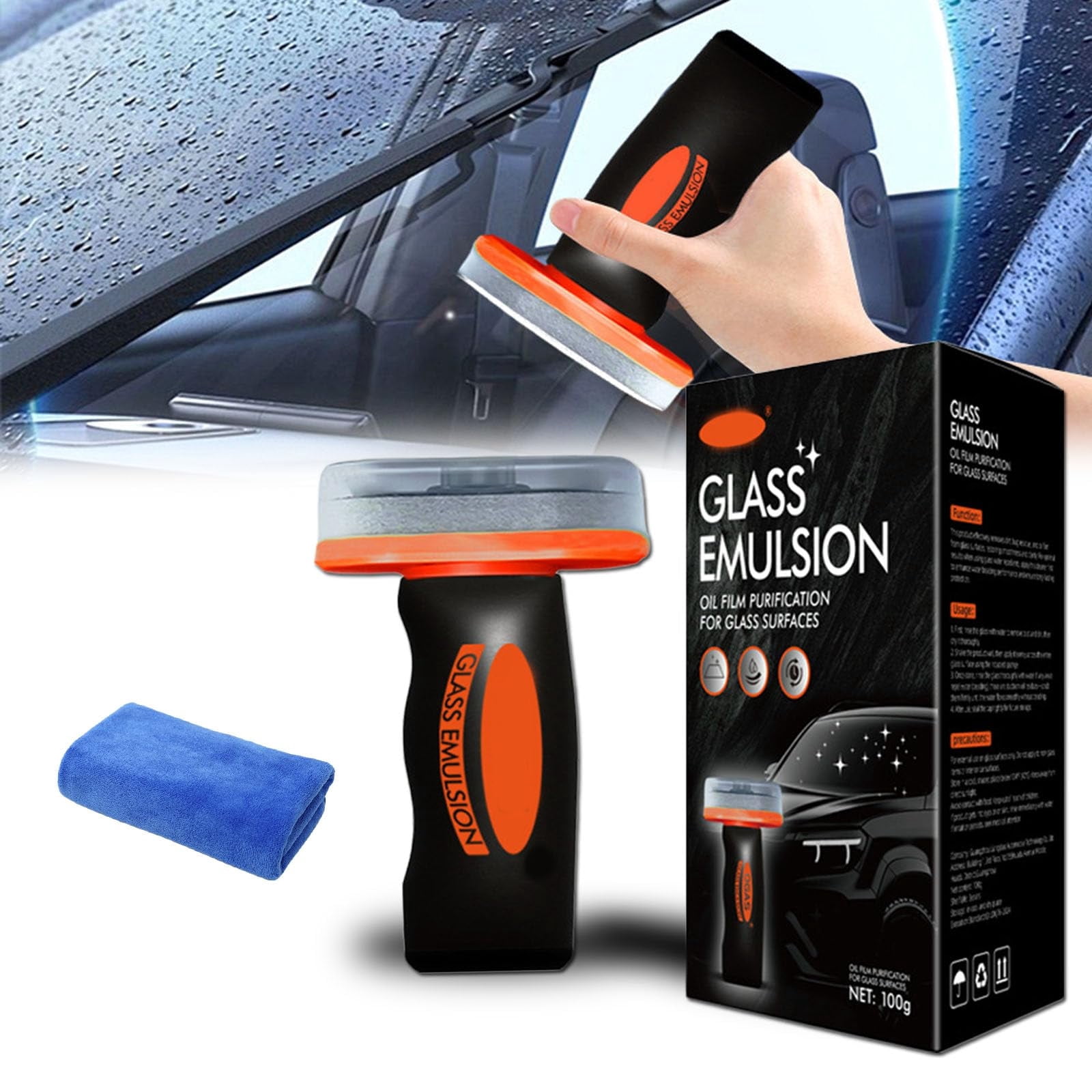 Qifor Glass Cleaner,Qifor Car Oil Film Cleaner,Q4 Glass Guard,Automotive Oil Film Cleaning Brush for Car Windows – Glass Cleaning Board(1pcs)