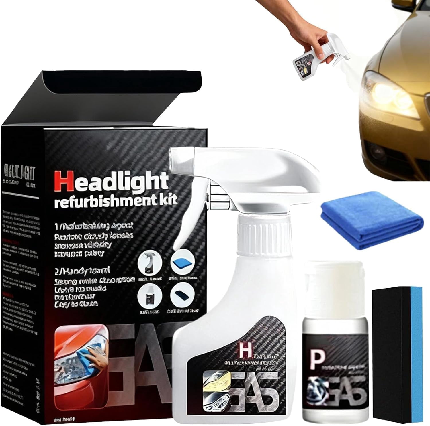 Qifor Headlight Cleaner, 2026 New Automotive Headlamp Restoration Fluid Kit, No Tools Needed + UV Protection, Restores Cloudy & Yellowed Headlights (Old Model Qifor Headlight Cleaner, 2026 New Autom)