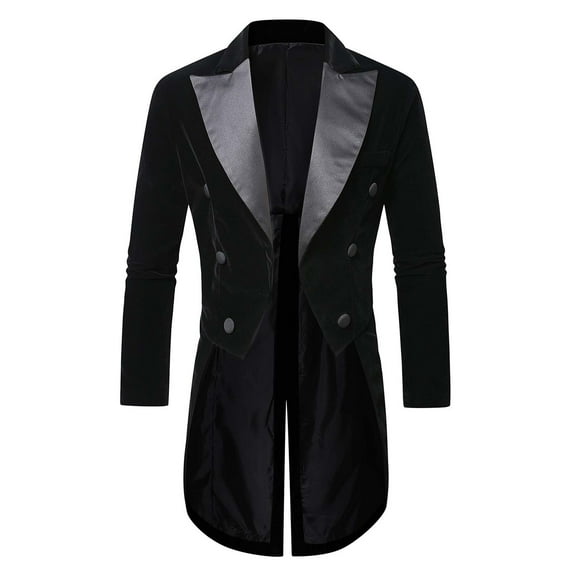 Qiggri Black Elegant Velvet Suit Tailcoat Men's Banquet Wedding Suit Stage Dress Men's Suit Jacket