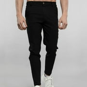 Qiggri Men Casual Fashion Button Zipper Closure Plaid Casual Pencil Pants Trousers Pants for Tall Men