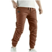 Qiggri Men Casual Fashion Elastic Waist Solid Outdoor Pants Trousers Mens Stretch Pants