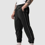 Qiggri Men Color-matching Pockets Corset Pull Rope Fashion Casual Comfort Pants Pants for Men