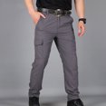 thumbnail image 1 of Work Pants for Men Qiggri Men Cargo Pants Elastic Waist Casual Multi-Pocket Sports Trousers Pants Gray XXL, 1 of 4