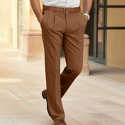 Qiggri Men Solid Color Pockets Zipper Button Fashion Casual Comfort Commuting Pants Pants for Men