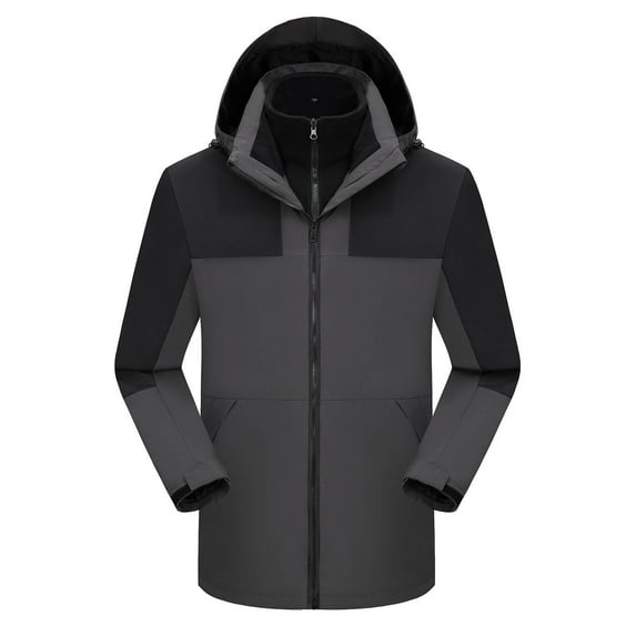 Qiggri Men's 3 in 1 Waterproof Winter Jackets Ski Warm Snow Rain Coat Puffer Liner Hood Windbreaker