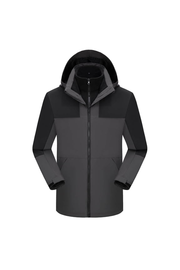 Men's 3 in 1 Waterproof Winter Jackets Ski Warm Snow Rain Coat Puffer Liner Hood Windbreaker