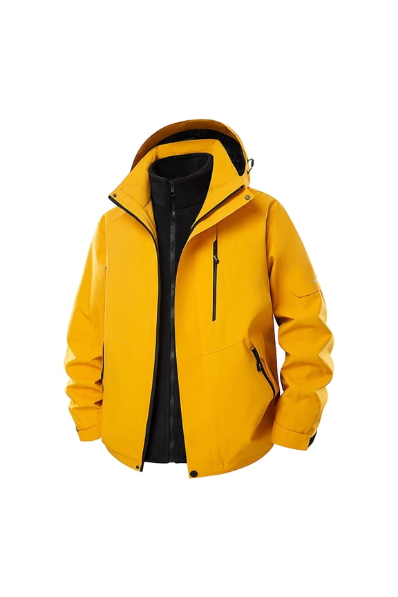 Men's 3 in 1 Waterproof Winter Jackets Ski Warm Snow Rain Coat Puffer Liner Hood Windbreaker