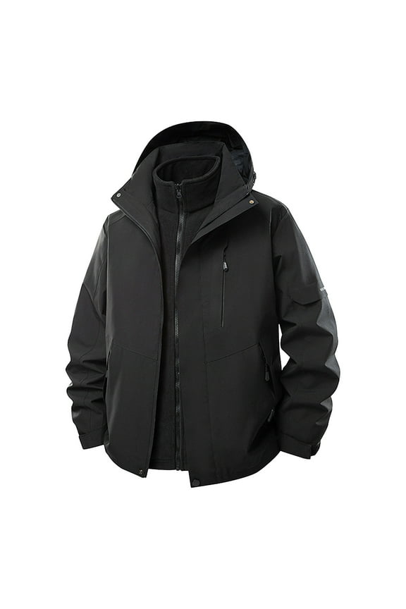 Men's 3 in 1 Waterproof Winter Jackets Ski Warm Snow Rain Coat Puffer Liner Hood Windbreaker