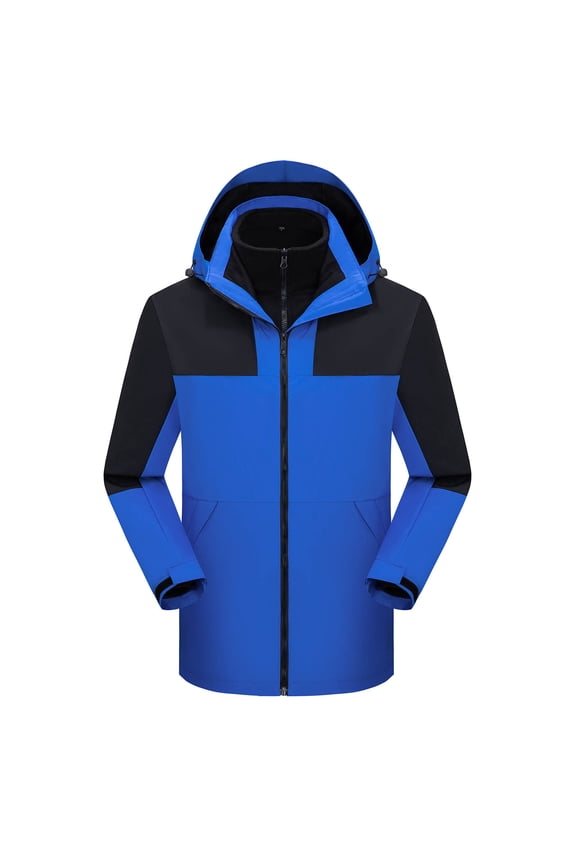 Men's 3 in 1 Waterproof Winter Jackets Ski Warm Snow Rain Coat Puffer Liner Hood Windbreaker