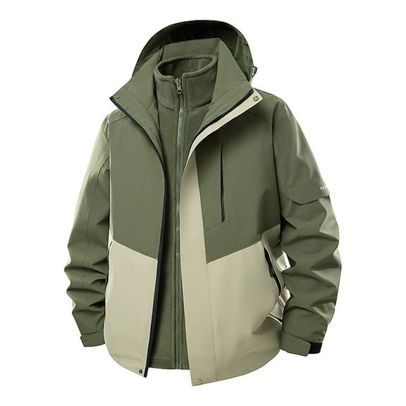 Qiggri Men's 3 in 1 Waterproof Winter Jackets Ski Warm Snow Rain Coat Puffer Liner Hood Windbreaker