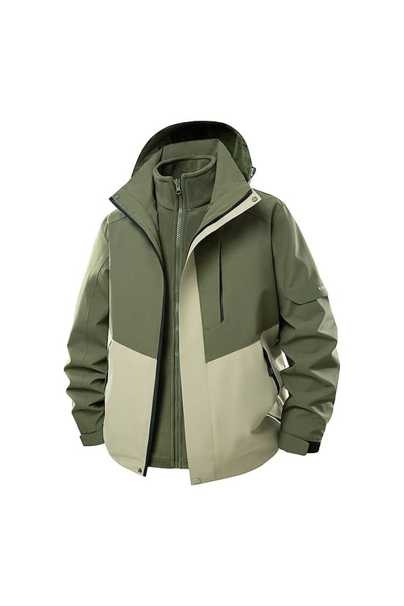 Men's 3 in 1 Waterproof Winter Jackets Ski Warm Snow Rain Coat Puffer Liner Hood Windbreaker