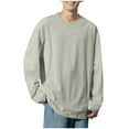 thumbnail image 1 of Qiggri Men's Casual Base Solid Color Loose Fitting Pullover Round Neck Long Sleeved T-Shirts, 1 of 6
