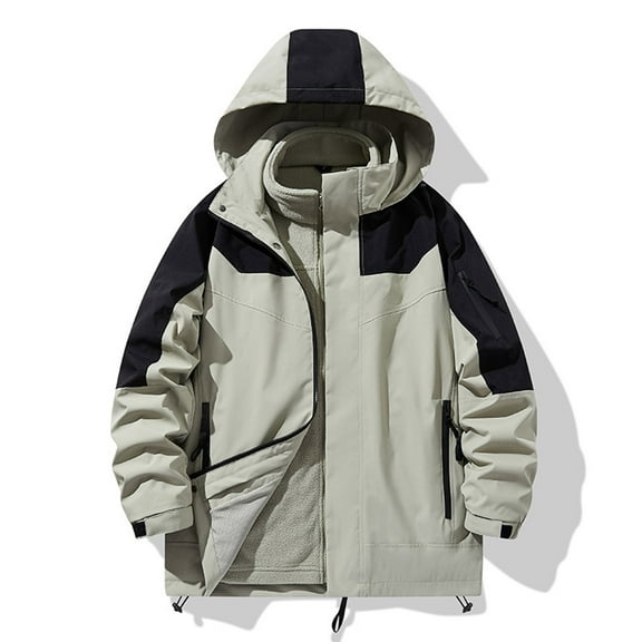 Qiggri Men's Color Blocked 3 in 1 Waterproof Winter Jackets Ski Warm Snow Rain Coat Puffer Liner Hood Windbreaker