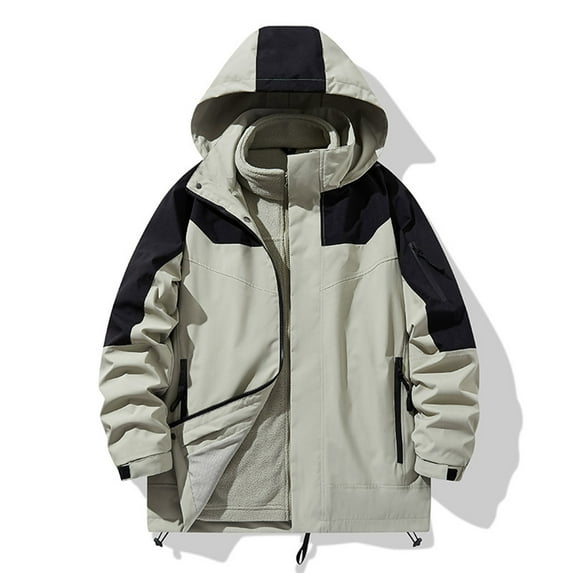 Qiggri Men's Color Blocked 3 in 1 Waterproof Winter Jackets Ski Warm Snow Rain Coat Puffer Liner Hood Windbreaker