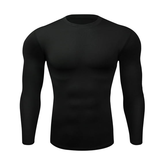 Qiggri Men's Compression Shirts Long Sleeve Athletic T Shirt Workout Cool Dry Running Tops Gym Undershirts Baselayers 1/2 Pack
