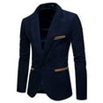 thumbnail image 1 of Qiggri Men's Corduroy Blazer Notched Lapel One Button Tuxedo Jacket for Prom Wedding Party Dinner, 1 of 8