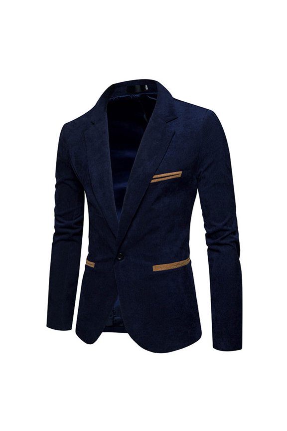 Men's Corduroy Blazer Notched Lapel One Button Tuxedo Jacket for Prom Wedding Party Dinner