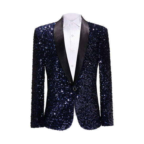 Qiggri Men's Dancing Party Costumes Fashionable Personality Color Pocket Casual Cool List One Button Suit Jacket