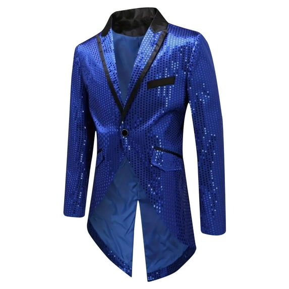 Qiggri Men's Dancing Party Costumes Fashionable Personality Hot Stamping Bright Color Pocket Casual Cool List Two Buttons Tuxedo Suit Jacket