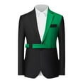thumbnail image 1 of Qiggri Men's Dancing Party Performance Costumes Fashionable Color Block Personality Pocket Casual Cool One Button Suit Jacket, 1 of 2