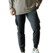 Qiggri Men's Fashion Casual Solid Color Pockets Elastic Rope Pants Sports Fitness Pants Men's Pants