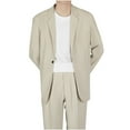 thumbnail image 1 of Qiggri Men's Fashionable Solid Color Long Sleeved Lapel Breasted Hanging Pocket Suit Jacket, 1 of 4