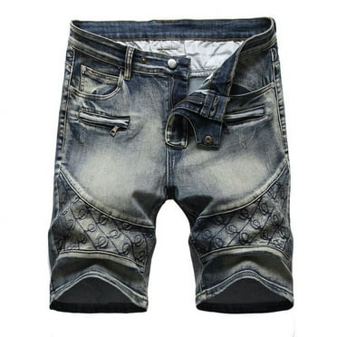 Qiggri Men's High-end Ripped Personality Camouflage Stitching Trend Shorts Casual Mens Shorts