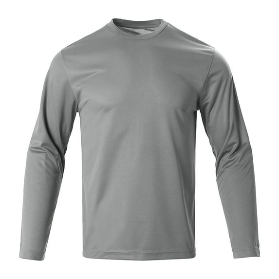 Qiggri Men's Lightweight Quick Dry Loose Fitting Sports Fashion Long Sleeved Round Neck Shirt