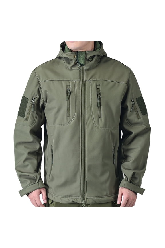 Men's Waterproof Jacket Winter Warm Fleece Outdoor Softshell Hooded Jacket