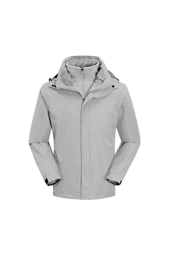Men's Ski Jacket 3 in 1 Waterproof Winter Jacket Snow Jacket Windproof Hooded with Inner Warm Fleece Coat