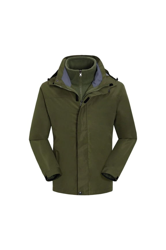 Men's Ski Jacket 3 in 1 Waterproof Winter Jacket Snow Jacket Windproof Hooded with Inner Warm Fleece Coat