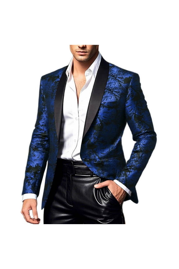 Men's Sport Coats & Blazers Flower Suit Jacket 1 Button Paisley Tuxedo Mardi Gras Carnival Parade Gift