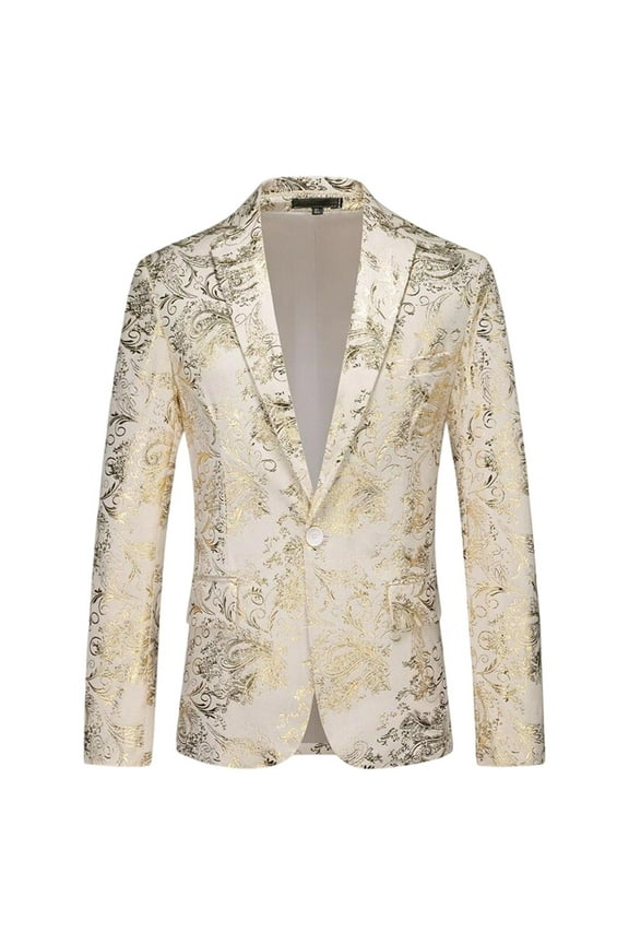 Men's Sport Coats & Blazers Flower Suit Jacket 1 Button Paisley Tuxedo Mardi Gras Carnival Parade Gift