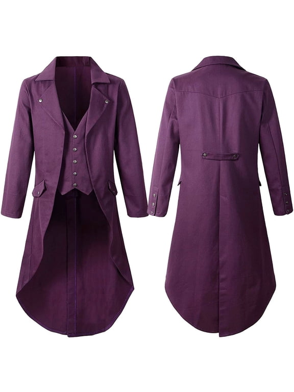 Men's Steampunk Vintage Tailcoat Jacket Gothic Frock Coat Uniform