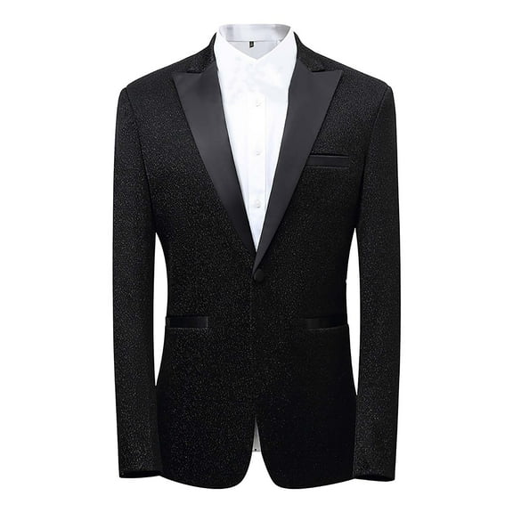 Qiggri Men's Tuxedo Jacket Slim Fit Shawl Lapel Blazer One Button Suit Jackets for Party Prom Wedding Dinner
