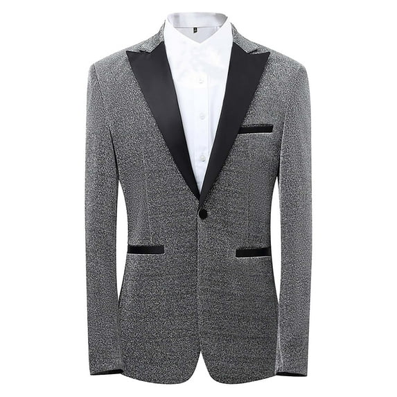 Qiggri Men's Tuxedo Jacket Slim Fit Shawl Lapel Blazer One Button Suit Jackets for Party Prom Wedding Dinner