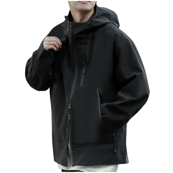 Qiggri Mens Windproof Jacket Waterproof Lightweight Mountain Sport Jacket for Men Hooded Windbreaker Raincoat